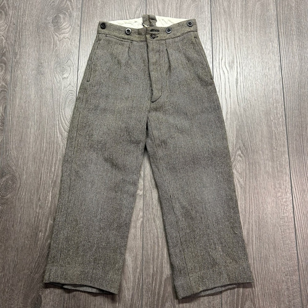 Vintage 1930s French Kids Workwear Trousers Salt Pepper Pique Cotton Pants
